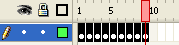 All the keyframes on the movie clip's timeline are selected.