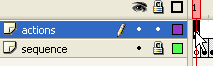 Selecting the first keyframe of the layer that will contain ActionScript.